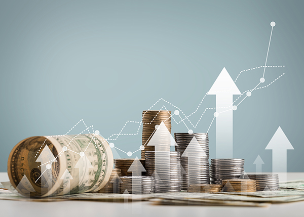 stack of coins with trading chart in financial concepts and fina private banking options