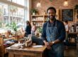 Confident small business owner standing in his shop